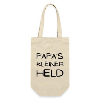 Papas kleiner Held - Geschenkbeutel für Flaschen - Natur - Vorne