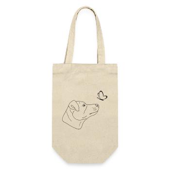 Jack Russell Terrier mit Schmetterling - Geschenkbeutel für Flaschen - Natur - Vorne