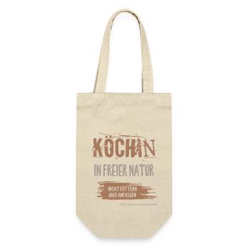Köchin in freier Natur. Köche. Lustiger Spruch. - Geschenkbeutel für Flaschen - Natur - Vorne