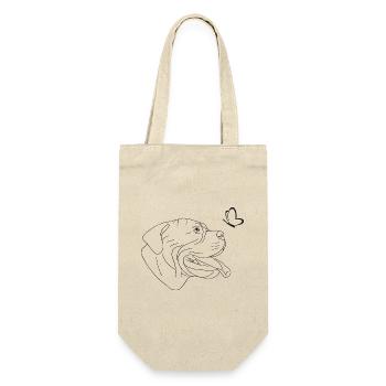 Bullmastiff Kopf mit Schmetterling - Geschenkbeutel für Flaschen - Natur - Vorne