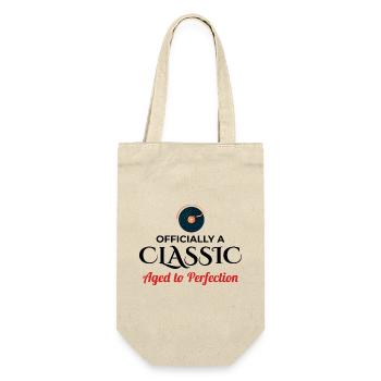 50. Geburtstag Klassische Vinyl-Schallplatte Vintage - Geschenkbeutel für Flaschen - Natur - Vorne