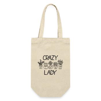 Crazy Plant Lady - Geschenkbeutel für Flaschen - Natur - Vorne