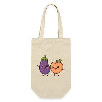 Illustration mignonne d’aubergine et de pêche - Sac à bouteille - nature - Devant