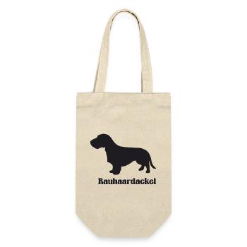 Rauhaardackel Silhouette - Geschenkbeutel für Flaschen - Natur - Vorne