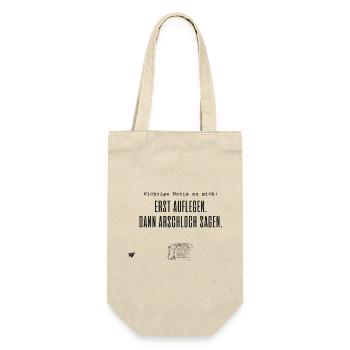 Erst auflegen, dann Arschloch sagen - Geschenkbeutel für Flaschen - Natur - Vorne