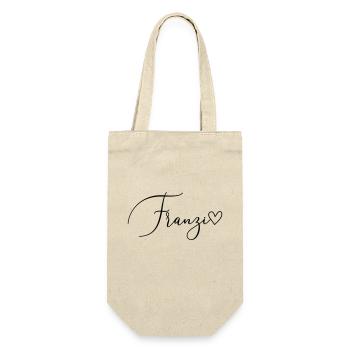Franzi Name Vorname Mädchen - Geschenkbeutel für Flaschen - Natur - Vorne