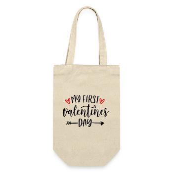 First Valentines Day Valentinstag Baby - Geschenkbeutel für Flaschen - Natur - Vorne