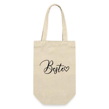 Beste Schrift - Geschenkbeutel für Flaschen - Natur - Vorne
