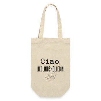 Ciao Lieblingskollegin - Geschenkbeutel für Flaschen - Natur - Vorne