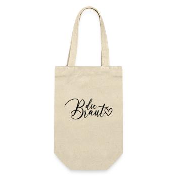 Die Braut Schrift - Geschenkbeutel für Flaschen - Natur - Vorne