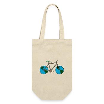 Planet Earth Bike, Cycling Pun, Bicycle Wheel Art - Gift Bag for Bottles - nature - Front