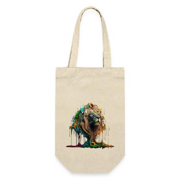 Rainbow Lion | Rainbow Lion | AI generated Art - Gift Bag for Bottles - nature - Front