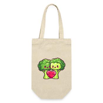 Broccoli Couple Love Heart Valentine's Day - Gift Bag for Bottles - nature - Front