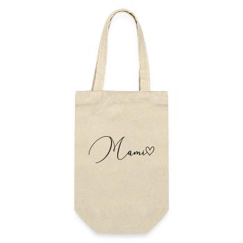 Mami Schrift - Geschenkbeutel für Flaschen - Natur - Vorne