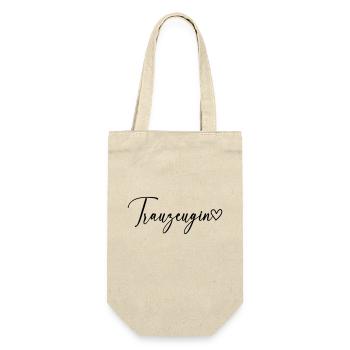 Trauzeugin Schrift - Geschenkbeutel für Flaschen - Natur - Vorne