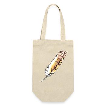 Feather brown-yellow hand-drawn (long-eared owl) - Gift Bag for Bottles - nature - Front
