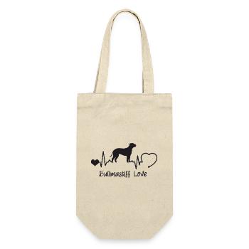 Bullmastiff mit Herzschlag - Geschenkbeutel für Flaschen - Natur - Vorne