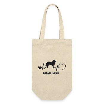 Collie mit Herzschlag - Geschenkbeutel für Flaschen - Natur - Vorne