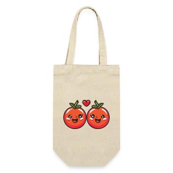 Tomate Paar Liebe Herz Lustig - Geschenkbeutel für Flaschen - Natur - Vorne