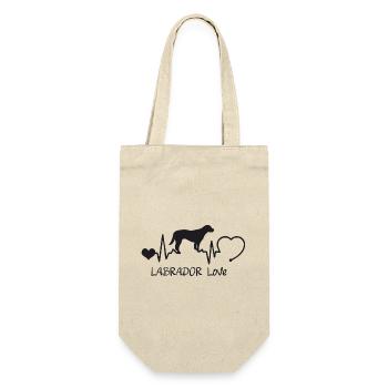 Labrador mit Herzschlag - Geschenkbeutel für Flaschen - Natur - Vorne