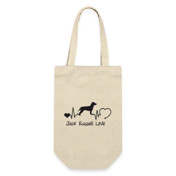 Jack Russell Terrier mit Herzschlag - Geschenkbeutel für Flaschen - Natur - Vorne