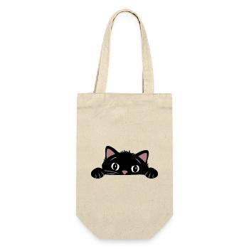Spähende lustige schwarze Katze - Geschenkbeutel für Flaschen - Natur - Vorne