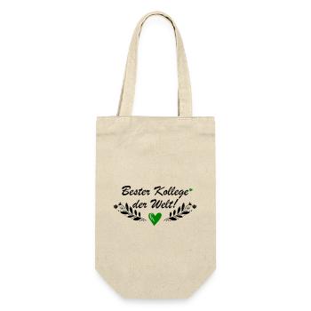 Bester Kollege der Welt - Geschenkbeutel für Flaschen - Natur - Vorne