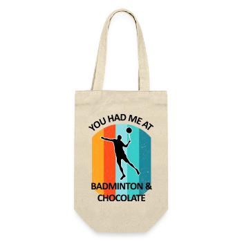 Badminton Federball Badmintonspieler Schokolade - Geschenkbeutel für Flaschen - Natur - Vorne