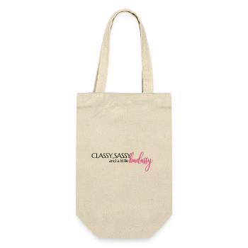 Classy, Sassy & a little badassy - Mindset Spruch - Geschenkbeutel für Flaschen - Natur - Vorne