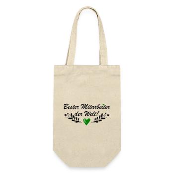 Bester Mitarbeiter der Welt - Geschenkbeutel für Flaschen - Natur - Vorne