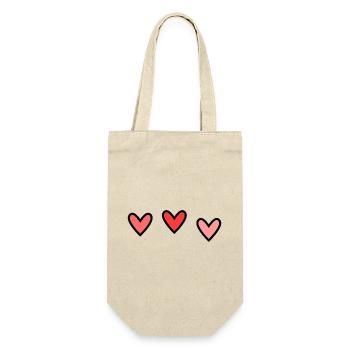 HERZ. HERZ. VALENTINSTAG. LIEBE. LIEBE - Geschenkbeutel für Flaschen - Natur - Vorne