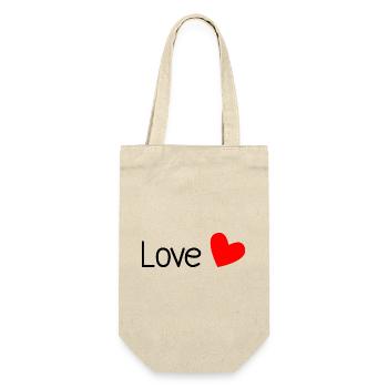 PAAR. ICH HABE GERADE GEHEIRATET. Junggesellinnenabschied. VALENTINSTAG. LIEBE. - Geschenkbeutel für Flaschen - Natur - Vorne