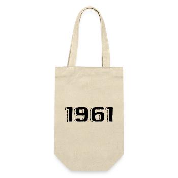 Jahrgang 1961 geboren Geburtstag Retro 1961 - Geschenkbeutel für Flaschen - Natur - Vorne