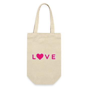 LOVE design with heart - Gift Bag for Bottles - nature - Front