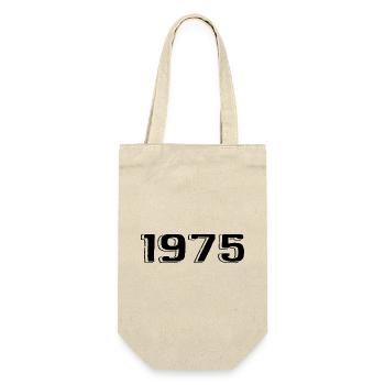 Jahrgang 1975 geboren Geburtstag Retro 1975 - Geschenkbeutel für Flaschen - Natur - Vorne