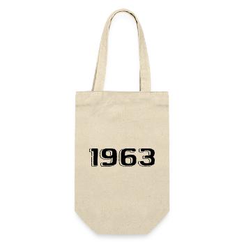 Jahrgang 1963 geboren Geburtstag Retro 1963 - Geschenkbeutel für Flaschen - Natur - Vorne