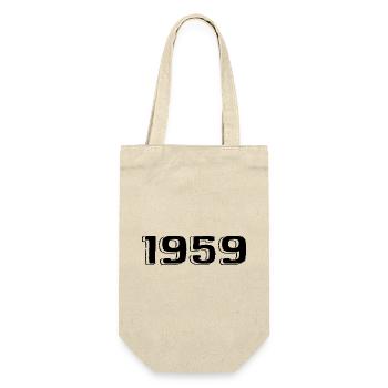 Jahrgang 1959 geboren Geburtstag Retro 1959 - Geschenkbeutel für Flaschen - Natur - Vorne
