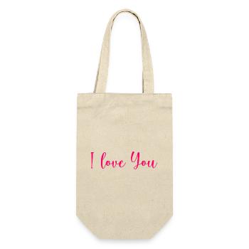 VALENTINSTAG. Junggesellinnenabschied. ICH LIEBE DICH. ICH LIEBE DICH. LIEBE - Geschenkbeutel für Flaschen - Natur - Vorne