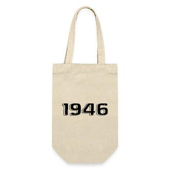 Jahrgang 1946 geboren Geburtstag Retro 1946 - Geschenkbeutel für Flaschen - Natur - Vorne