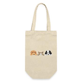 Golden Retriever, Katze und Bernhardiner - Geschenkbeutel für Flaschen - Natur - Vorne