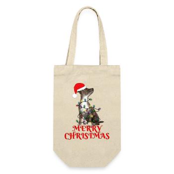 Christmas Gift Dog String Lights - Gift Bag for Bottles - nature - Front