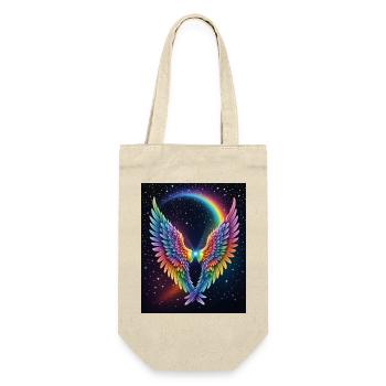 Regenbogenflügel Herz im All - Geschenkbeutel für Flaschen - Natur - Vorne