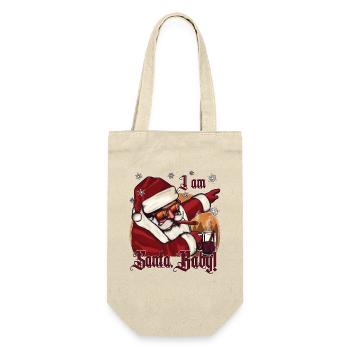Weihnachten Dabbing Santa Claus mit Punsch - Geschenkbeutel für Flaschen - Natur - Vorne