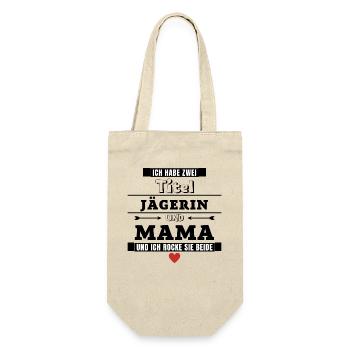 Ich habe zwei Titel Jägerin und Mama - Geschenkbeutel für Flaschen - Natur - Vorne