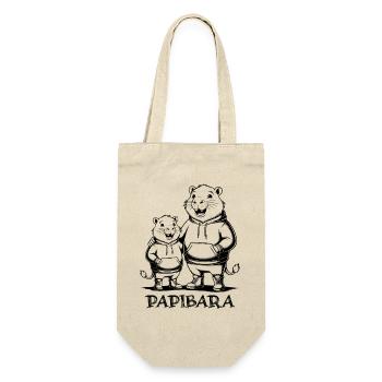 Papibara Papi Capybara Vater Lustig Papa Vatertag - Geschenkbeutel für Flaschen - Natur - Vorne