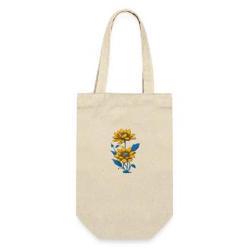 Sonnenblume - Mohnblume - Geschenkbeutel für Flaschen - Natur - Vorne