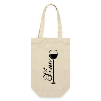 Wein Symbol Glas - Geschenkbeutel für Flaschen - Natur - Vorne