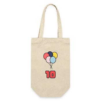 10. 10 ANS. 10e ANNIVERSAIRE. ANNIVERSAIRE 10 ANS. - Sac à bouteille - nature - Devant