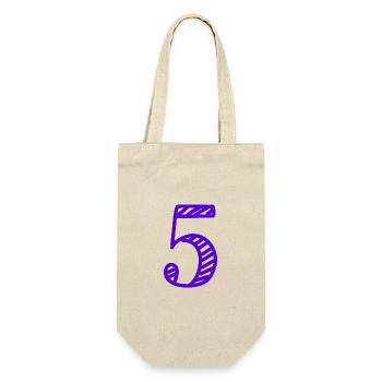 5 JAHRE. 5-JÄHRIGES JUBILÄUM. GEBURTSTAG 5 JAHRE. FÜNF - Geschenkbeutel für Flaschen - Natur - Vorne