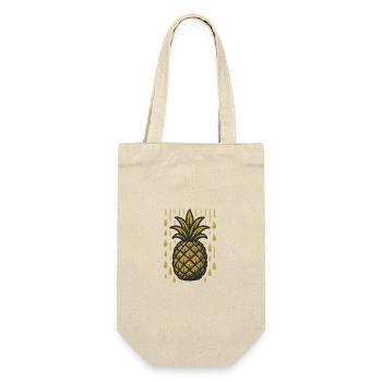 Goldene Ananas im Goldregen - Geschenkbeutel für Flaschen - Natur - Vorne